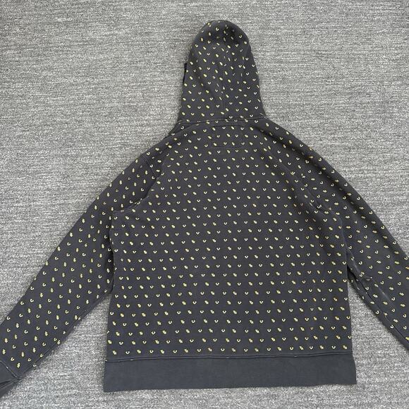 True Relgion Hoodie Men 2XL XXL Faded Black Logo Monogram AOP Sweatshirt Y2K Gym - Picture 9 of 9